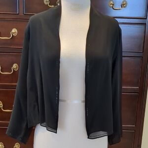 Eileen Fisher Black, Open-Front, silk evening jacket. size medium.